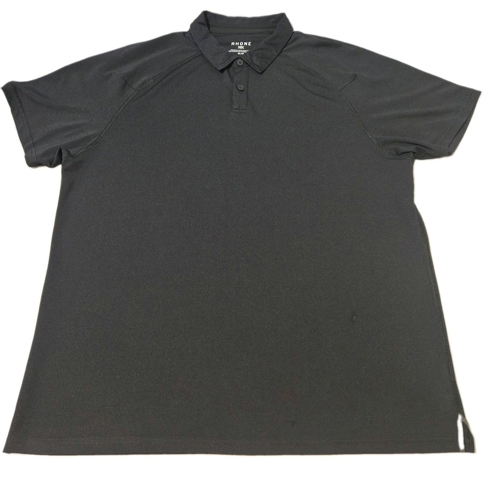 Rhone Men's Delta Pique Polo Performance Black Shirt Size XL